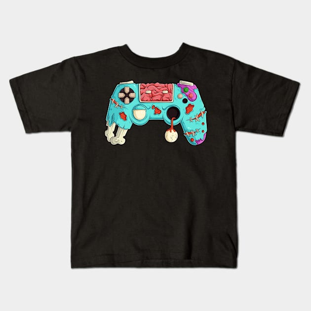 Video Games Gaming Gamer Halloween Zombie Controller Kids T-Shirt by ARTISTORIA